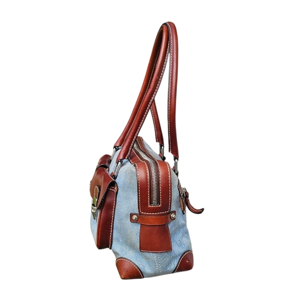 Dooney & Bourke Blue and Brown Shoulder Bag - Picture 3 of 11